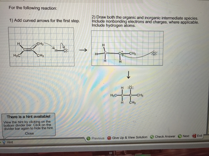 Draw both the organic and inorganic intermediate species